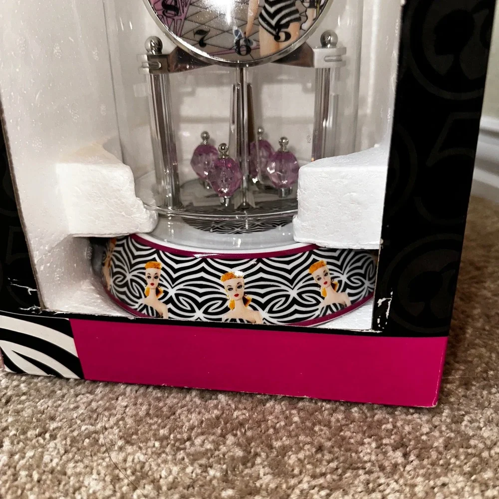 Barbie 50th Anniversary Anniversary Clock 1959 Swimsuit Zebra Print Mattel 2009